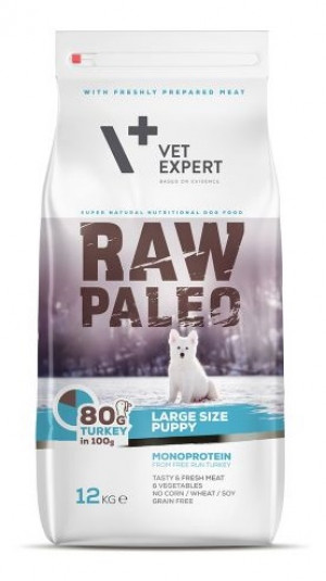 RAW PALEO PUPPY LARGE Turkey sausā barība ar tītaru   2.5KG Cena norādīta par 1 gb. un ir spēkā pasūtot 2 gb.